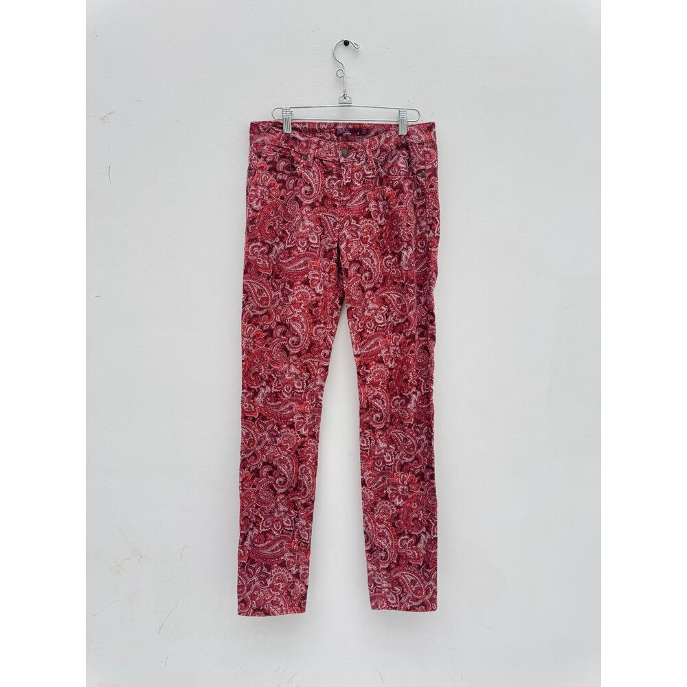 prAna Trinity Cord Paisley Pants Burgundy Red Organic Cotton Corduroy 2 26